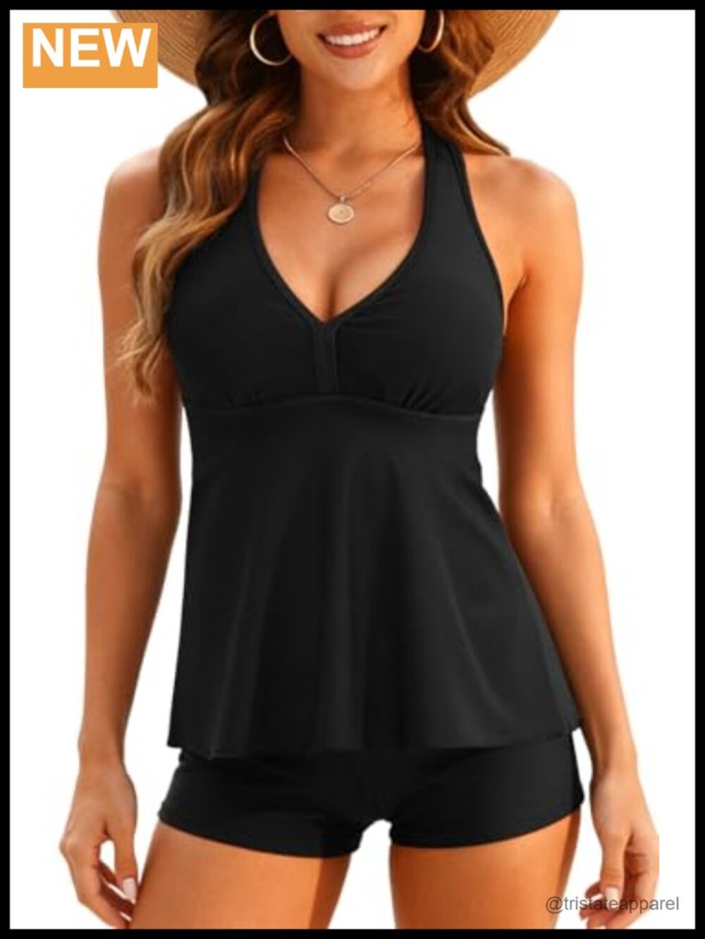 Women's Two Piece Tankini Swimsuit Racerback High Waisted Bathing Suit Set